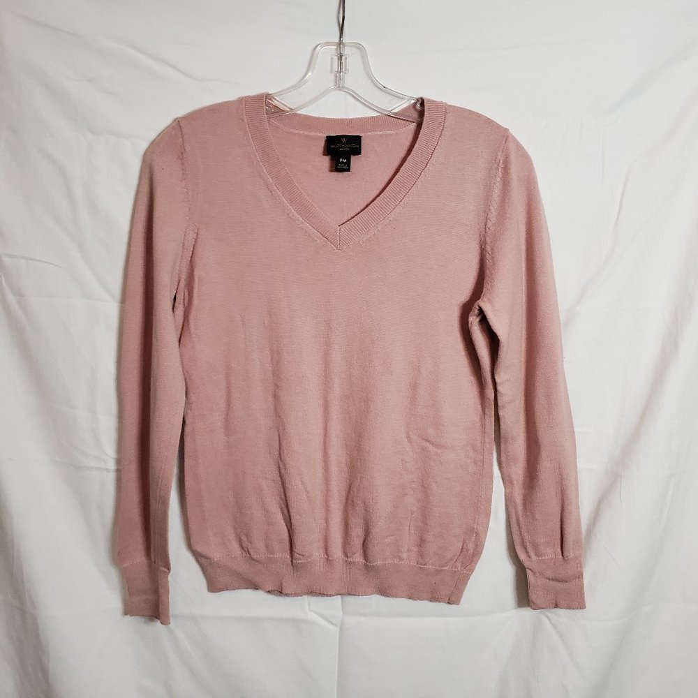 Worthington Womens Sweater Size Petite PM 8-10 Pink Long Sleeve Pullover #1069